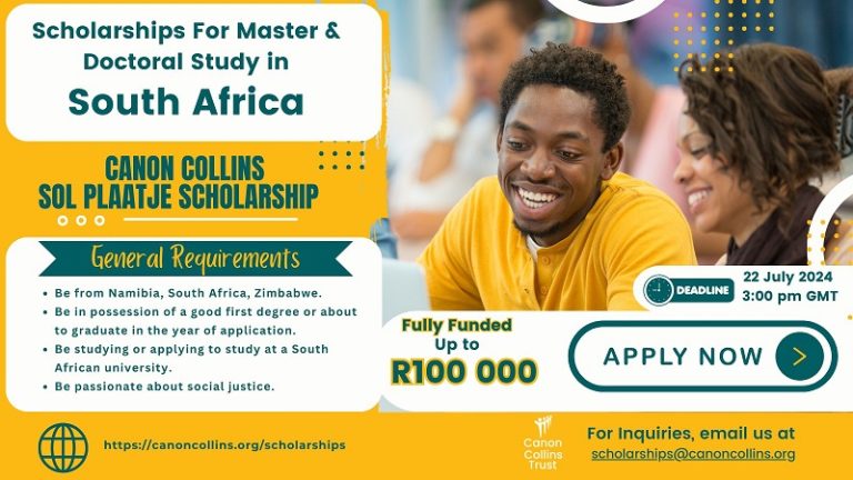 Scholarships from Canon Collins Sol Plaatje for Studying in South Africa in 2024